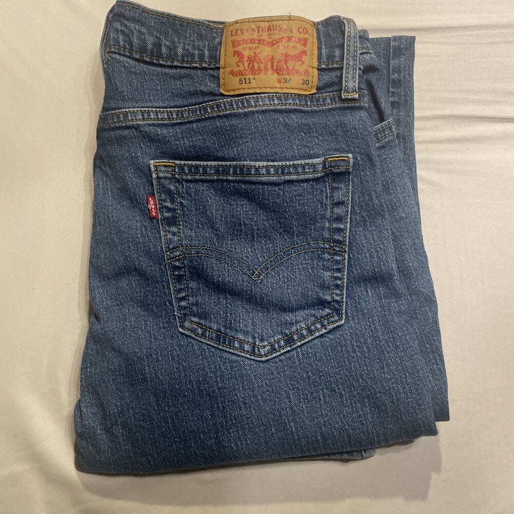Levis 511 Jeans Men's 34 x 30 Blue Slim Fit Stretch Denim Pants